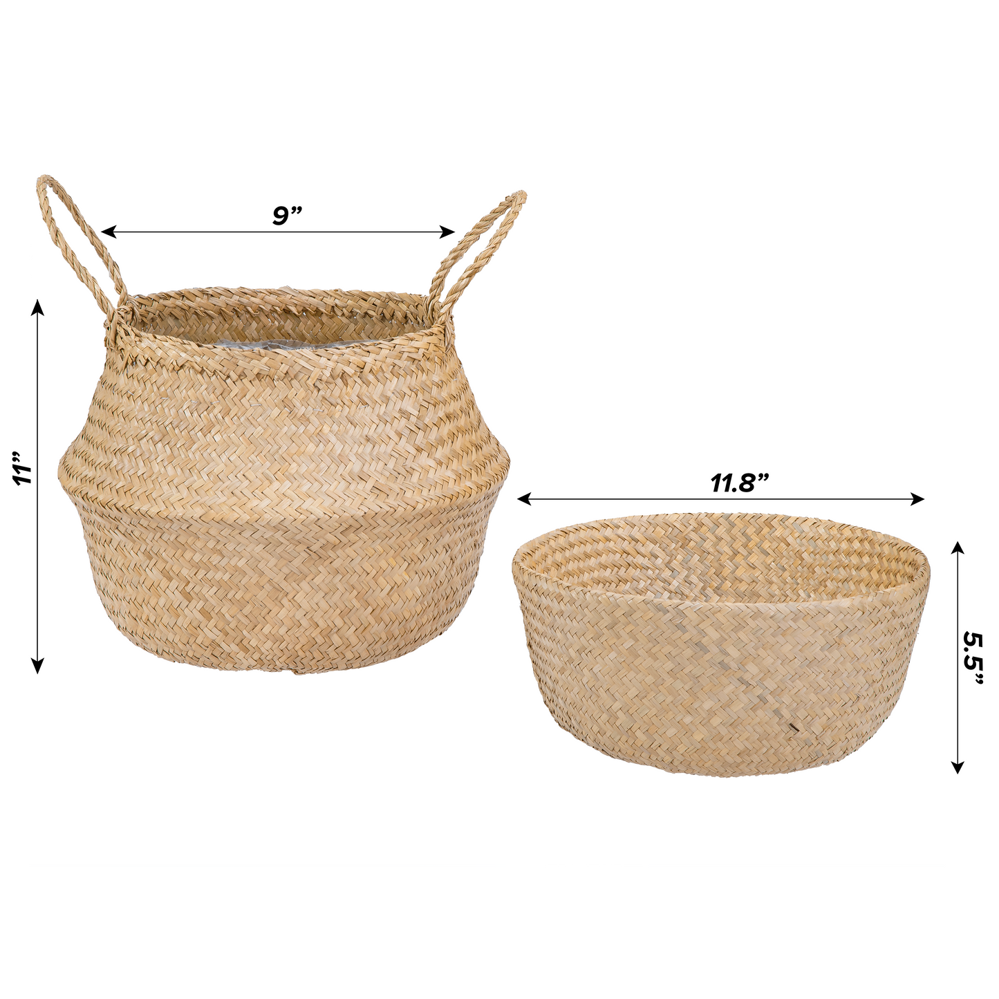 Round Seagrass Wicker Planter Vase Set of 2