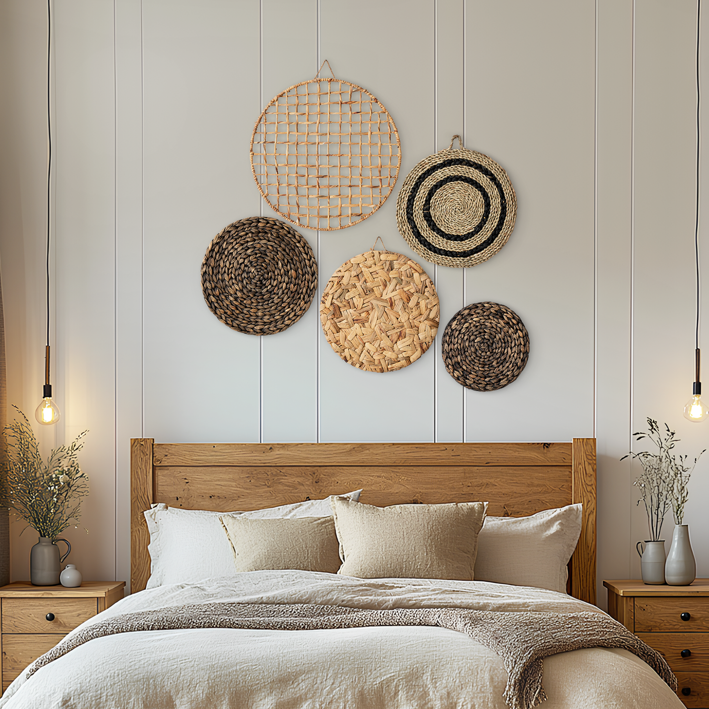 Seagrass and Water Hyacinth Wall Basket Decor Set