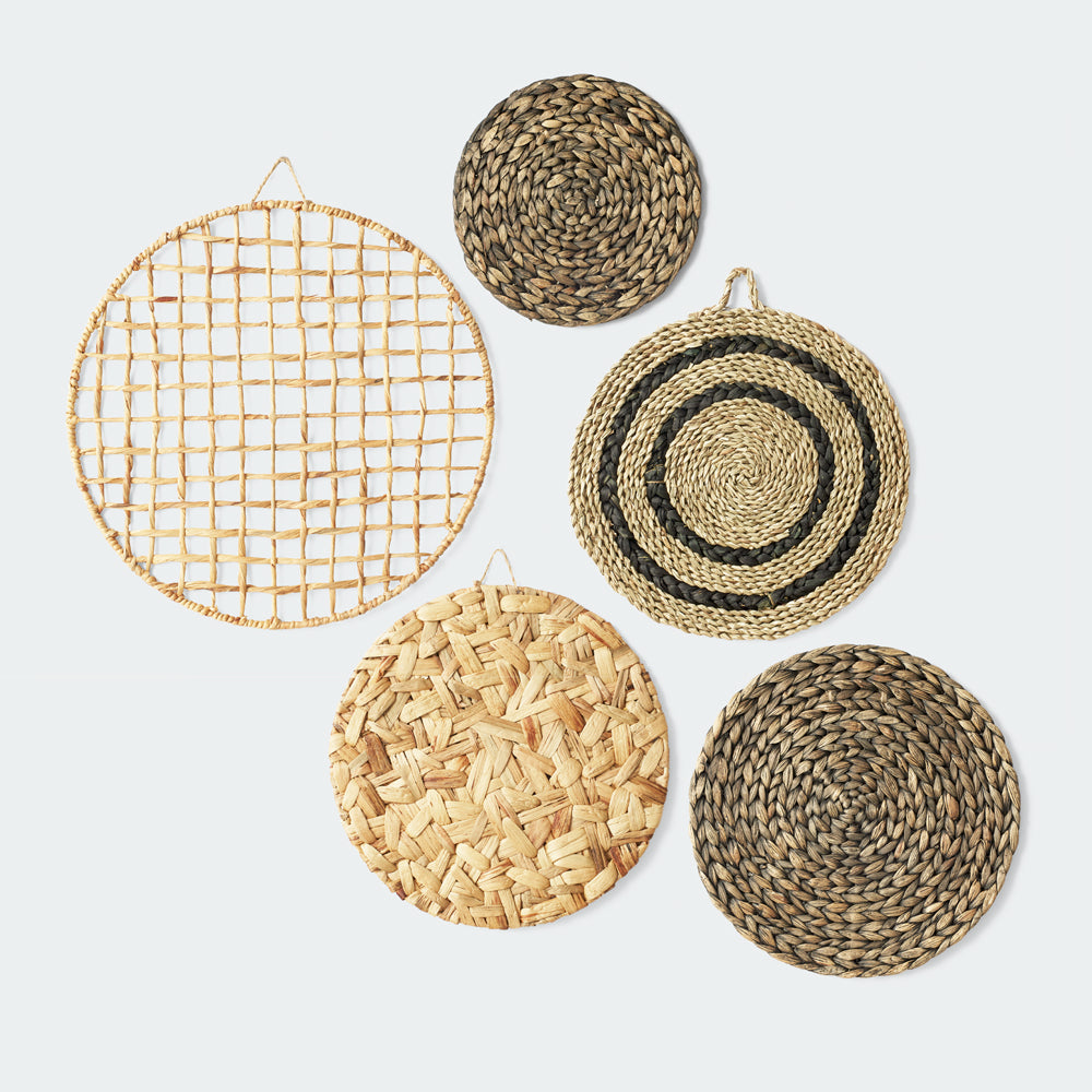 Seagrass and Water Hyacinth Wall Basket Decor Set