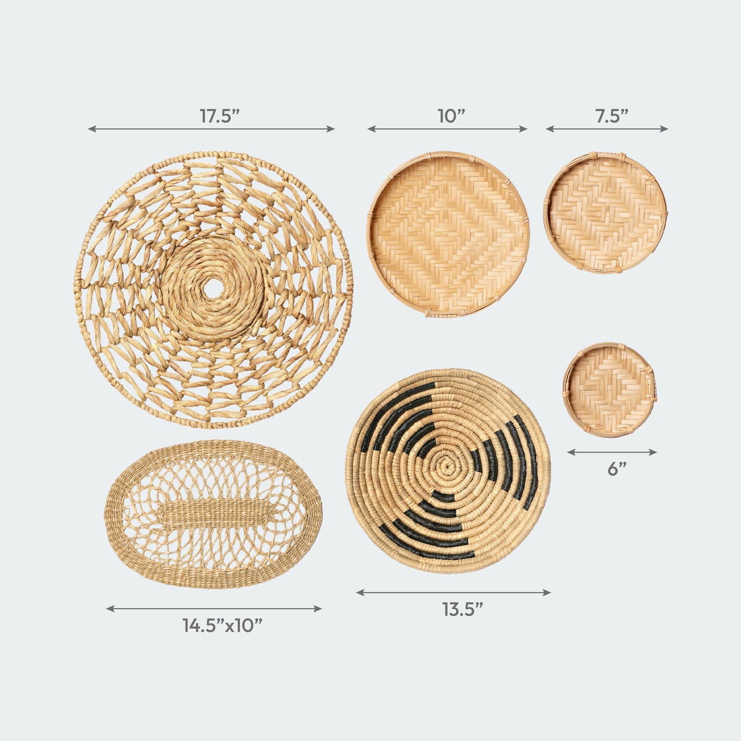 Varied Texture and Shape Wall Basket Set of 6
