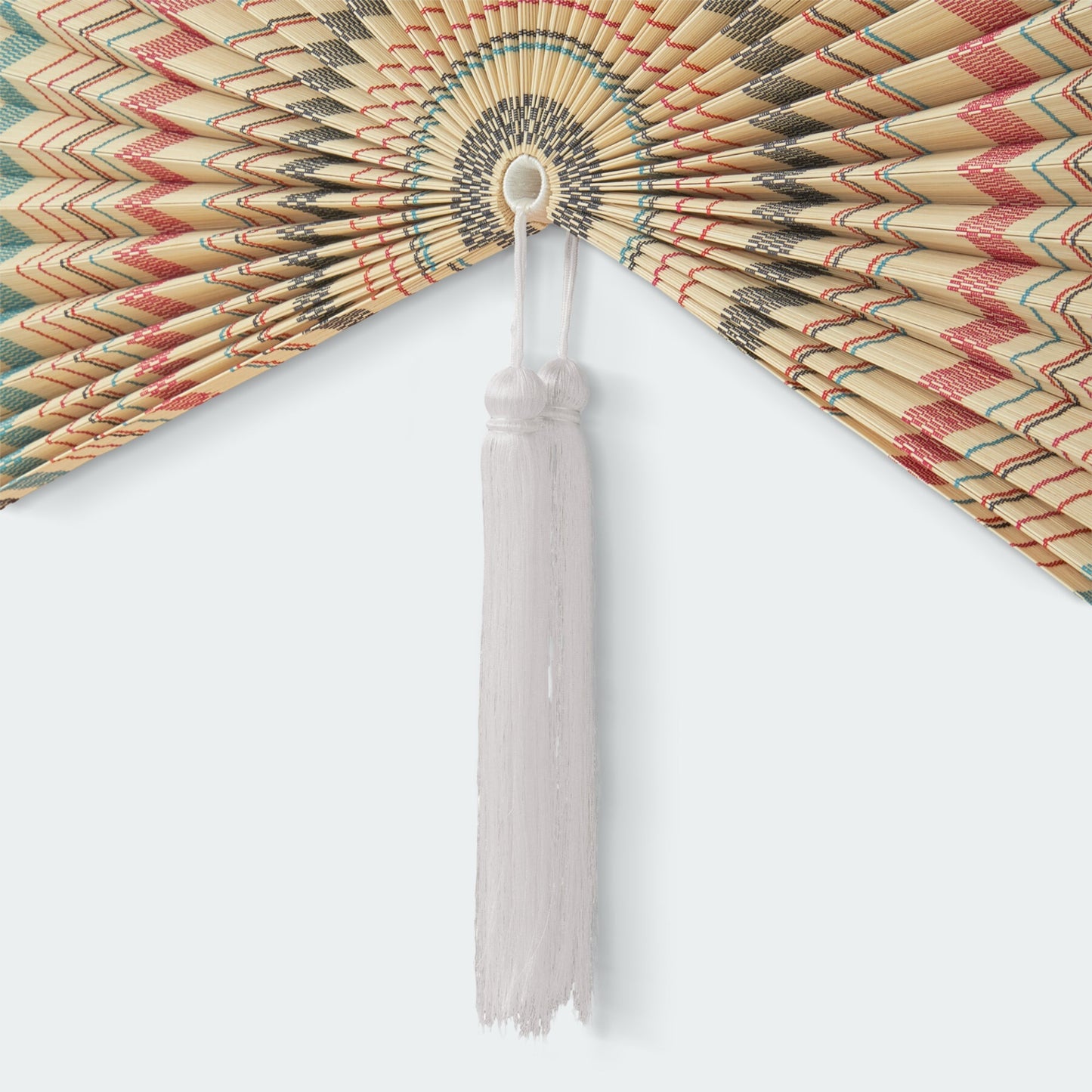 Vintage Stripe Bamboo Folding Fan Wall Decor