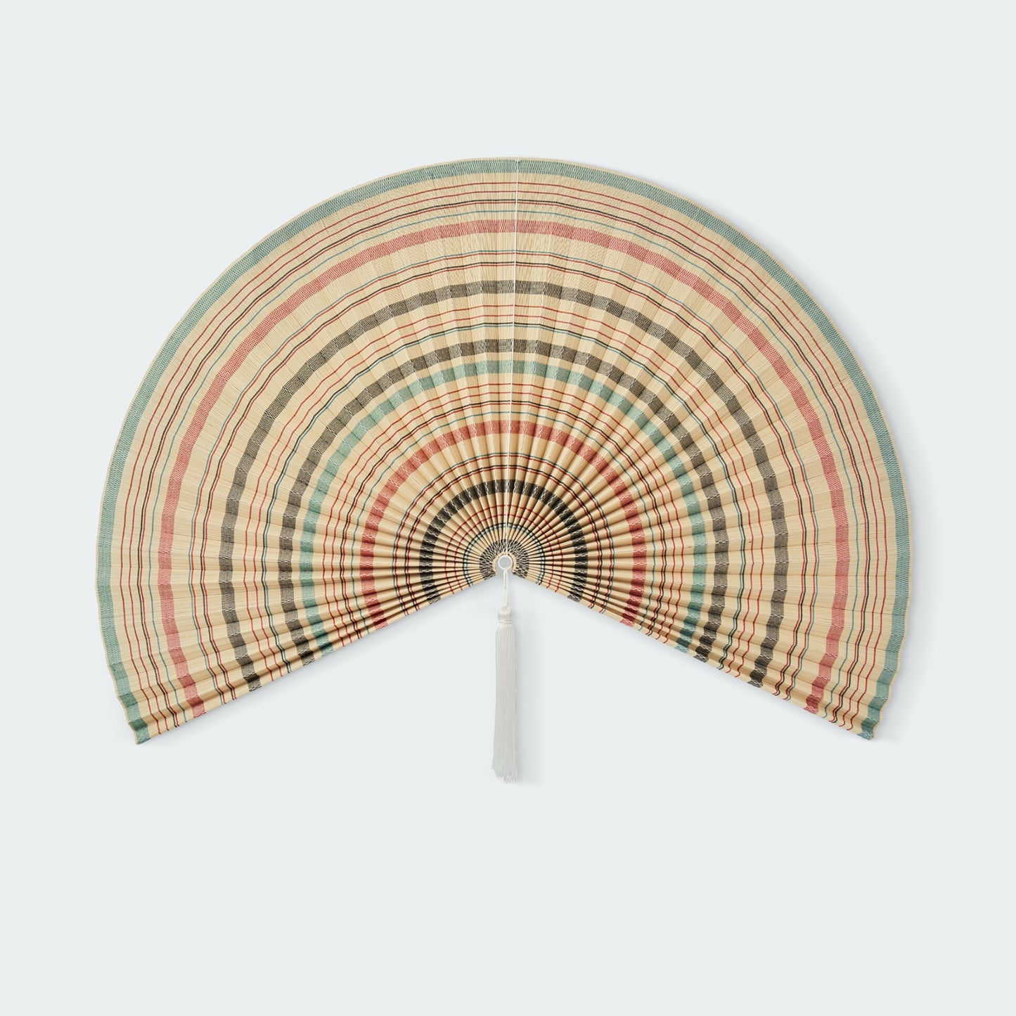 Vintage Stripe Bamboo Folding Fan Wall Decor