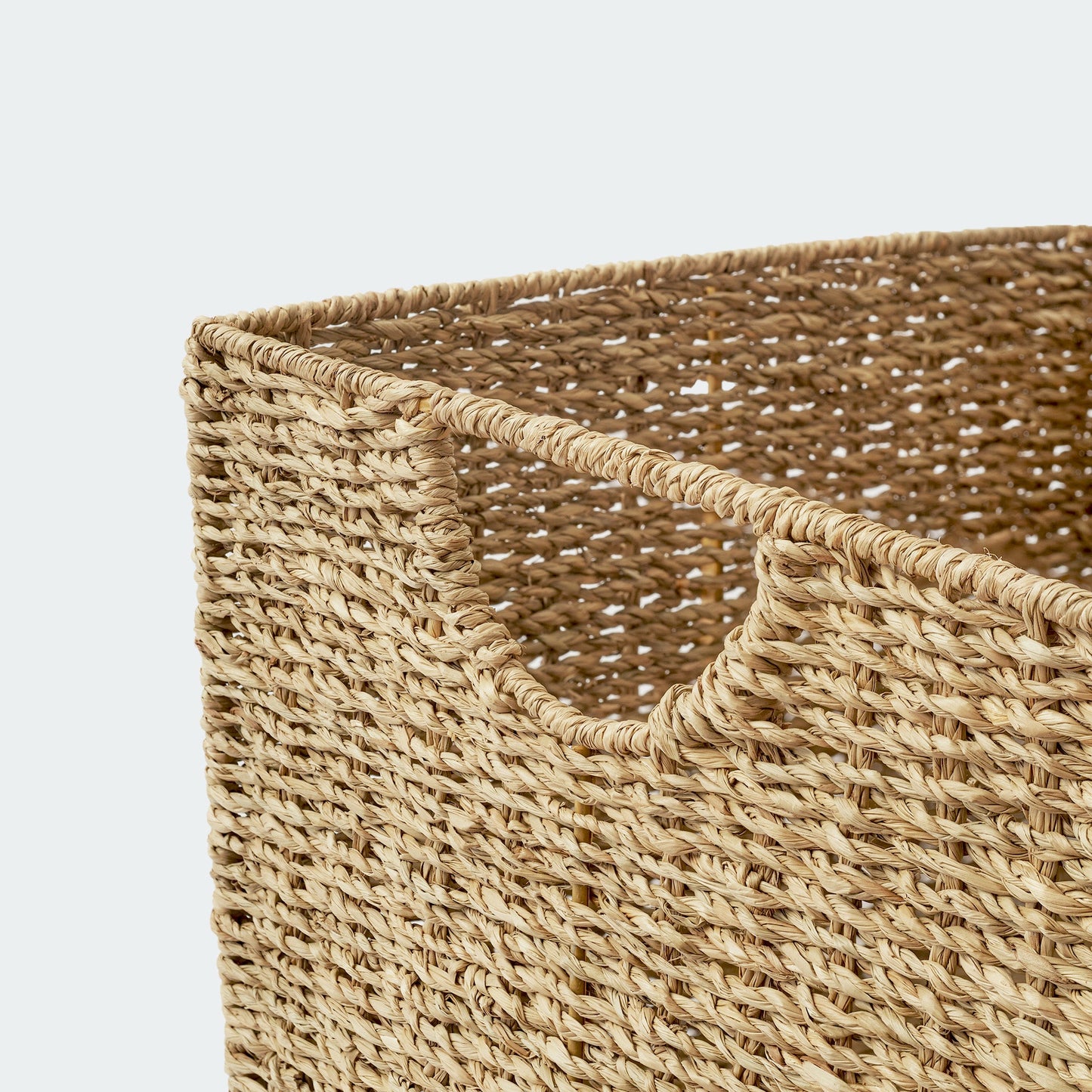 Cube Seagrass Handwoven Storage Baskets with Handles, Set of 3