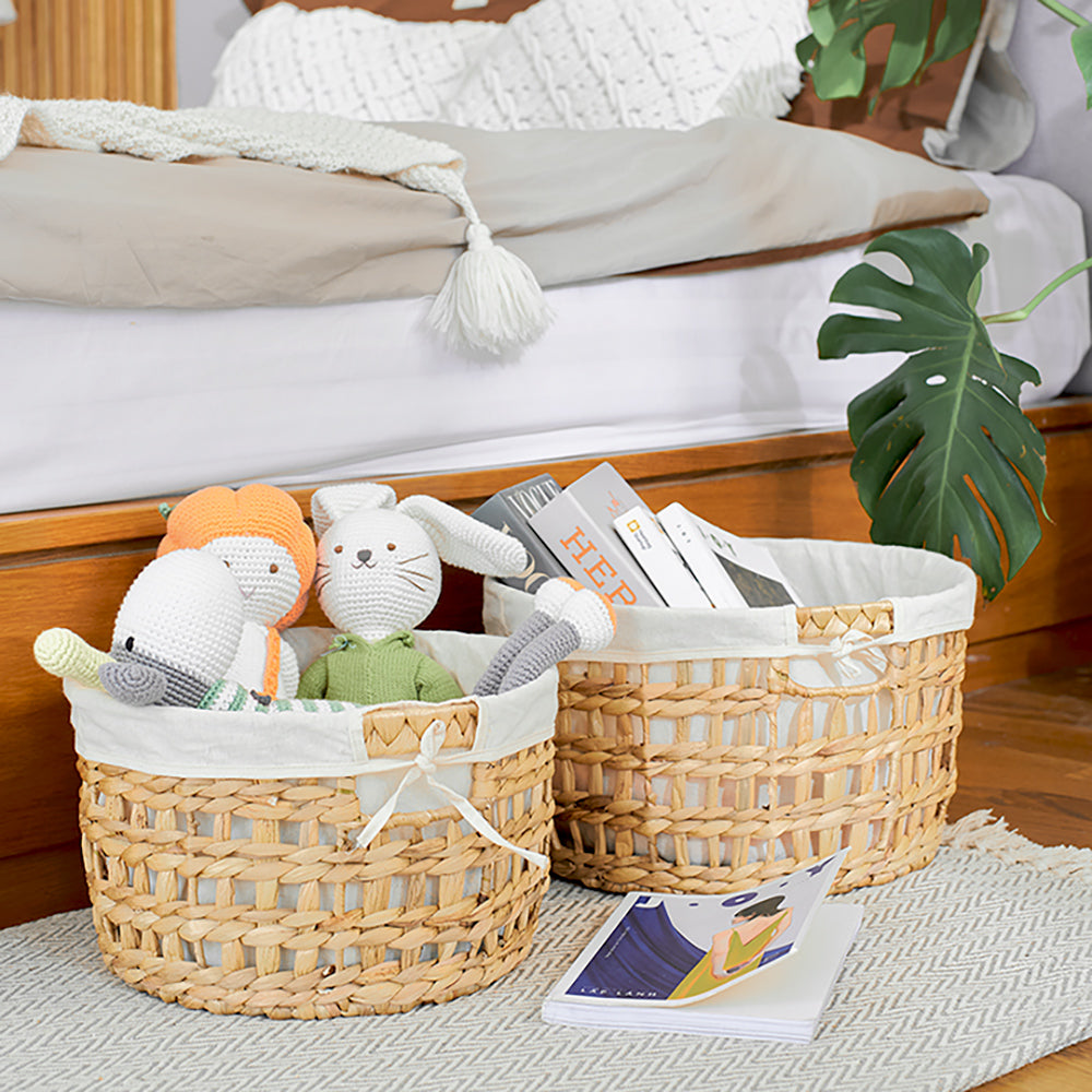 Round Braided Wicker Storage Basket Set of 5