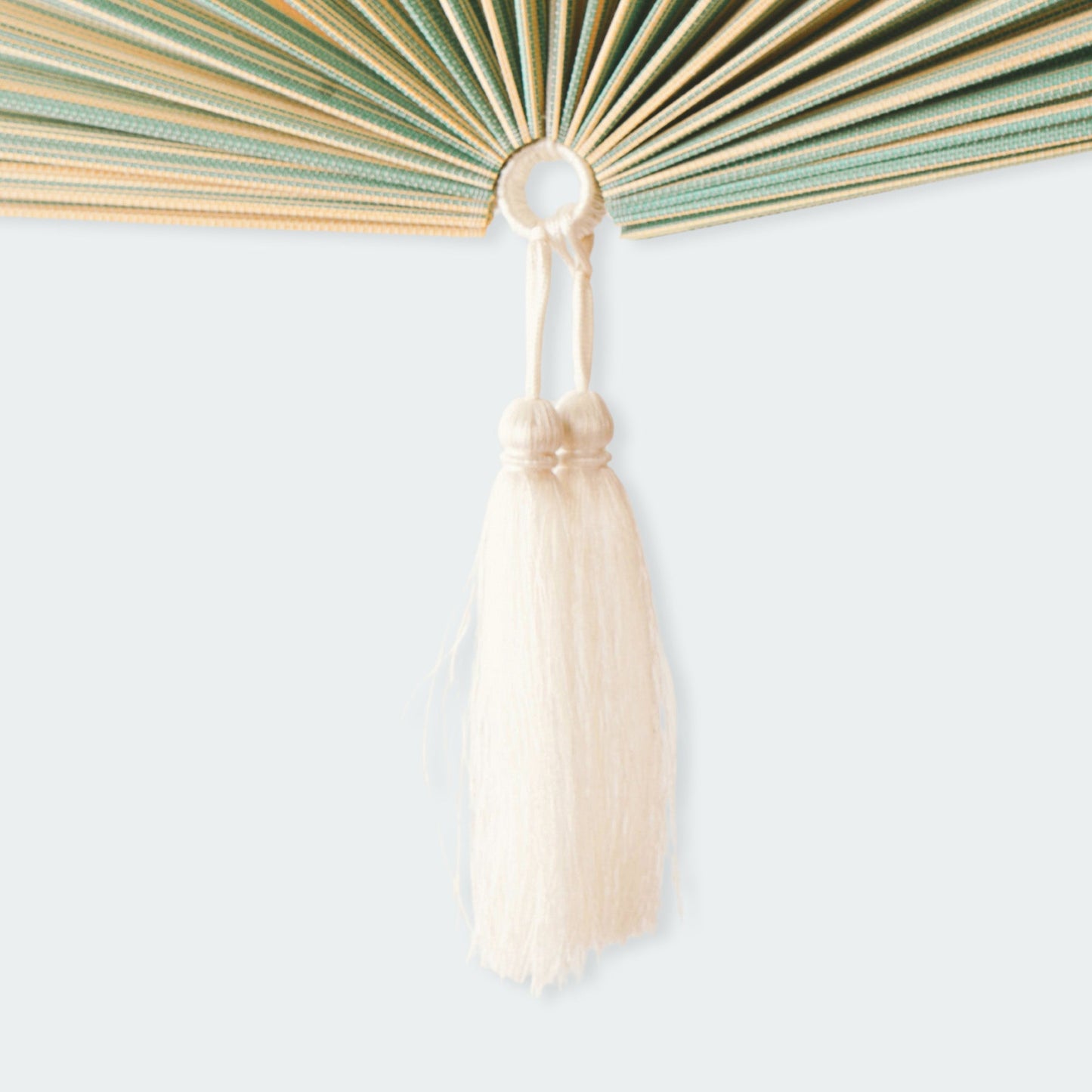Green and Brown Bamboo Folding Fan Wall Decor
