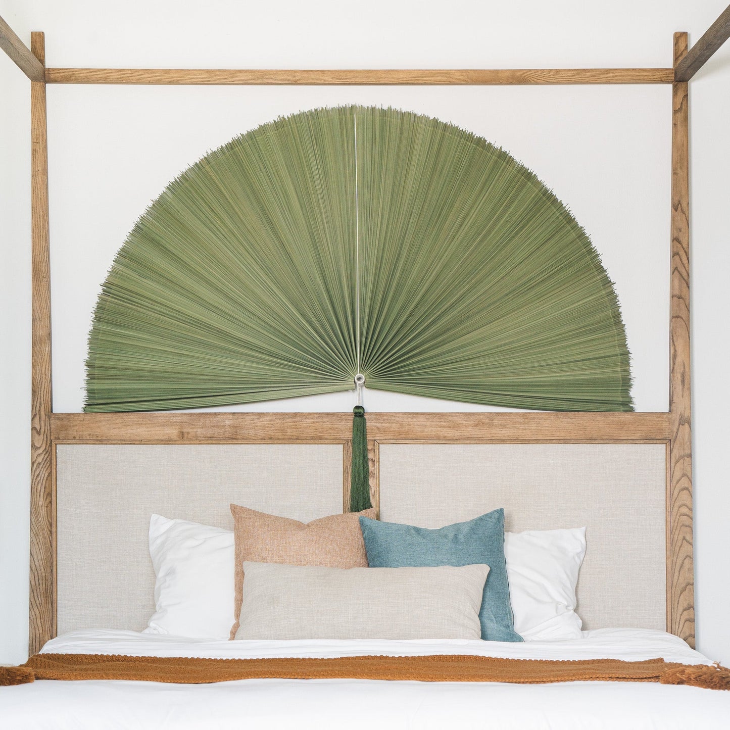 Moss Green Bamboo Folding Fan Wall Decor