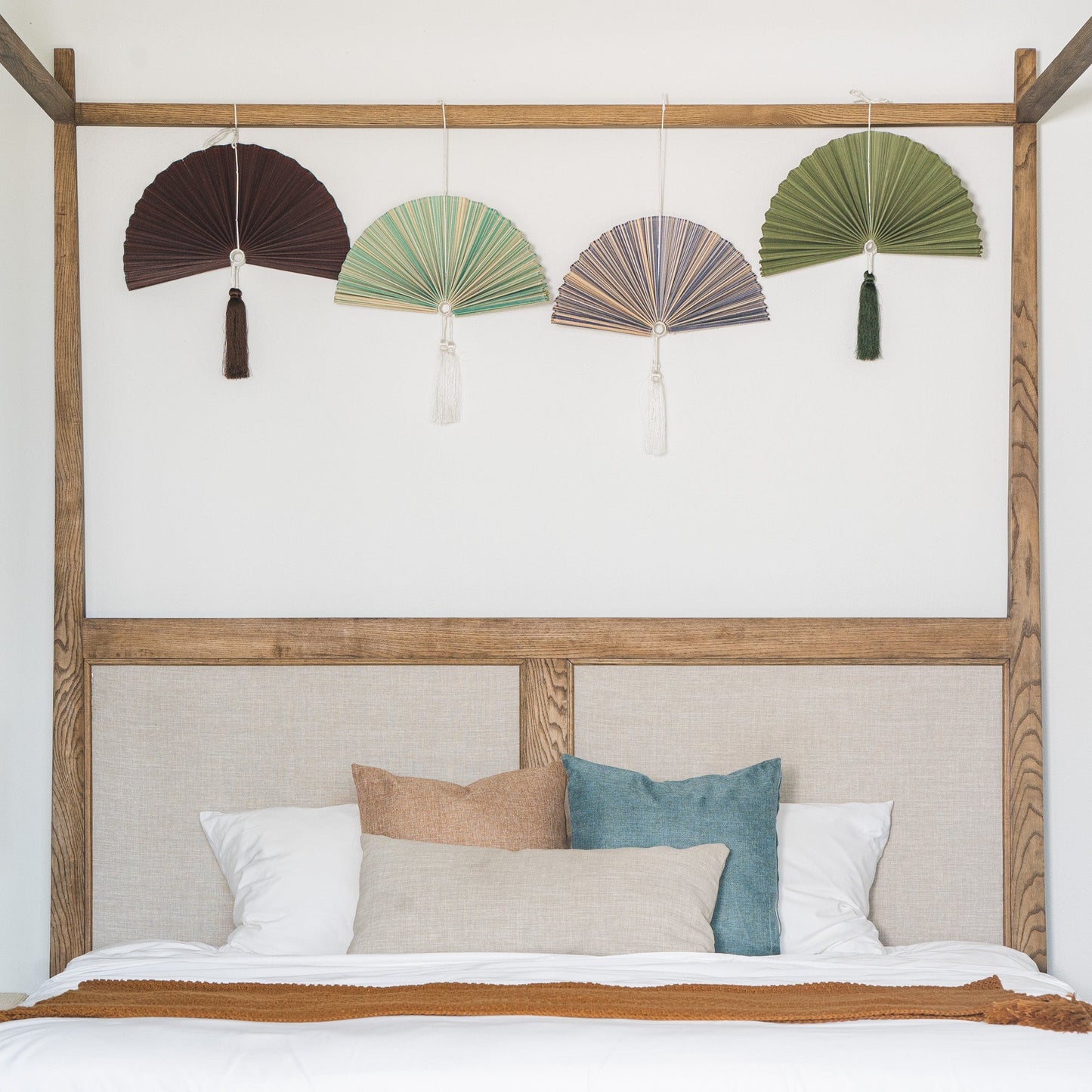 Moss Green Bamboo Folding Fan Wall Decor