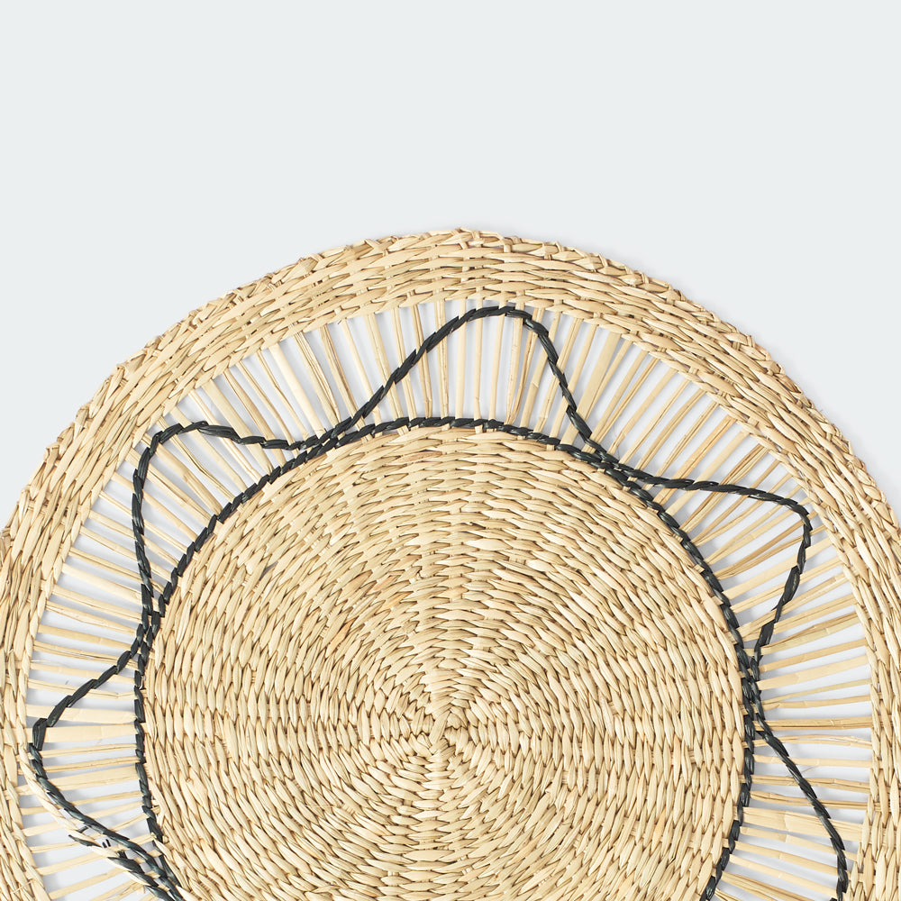 Black Sun Round Wicker Placemats Set of 6