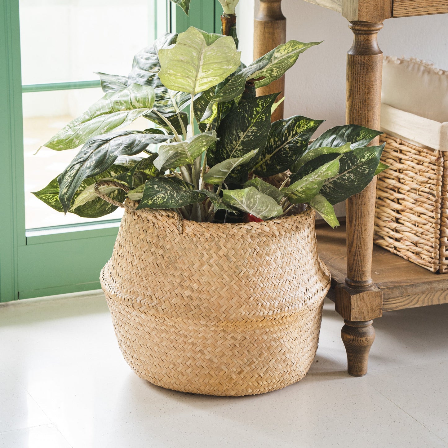Seagrass Wicker Planter Vase with Handles