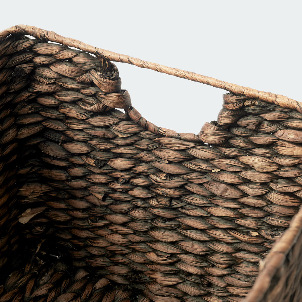 Dark Brown Cube Water Hyacinth Basket, Set of 3