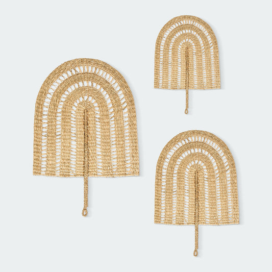 Boho Seagrass Arch Wall Decor - Set of 3