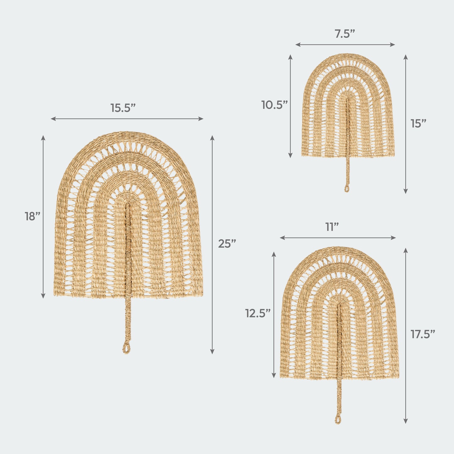 Boho Seagrass Arch Wall Decor - Set of 3