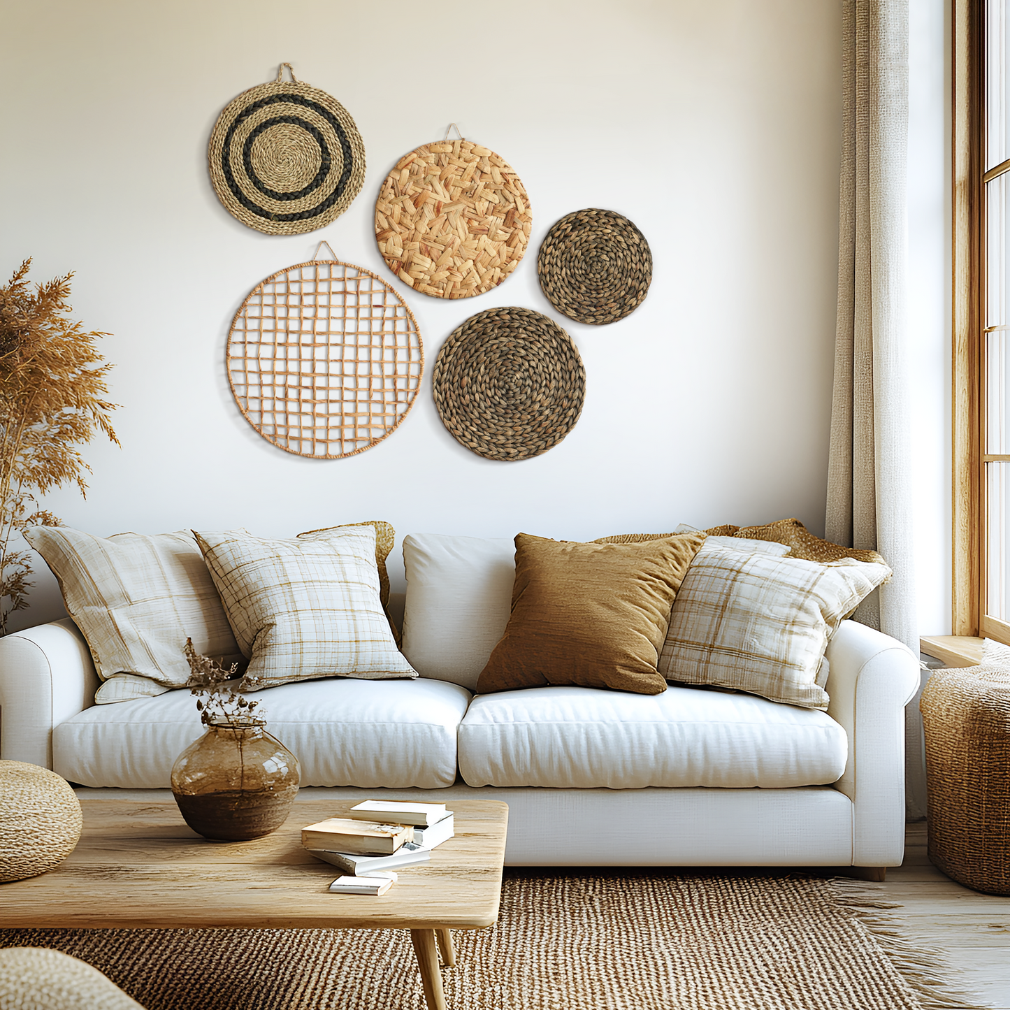 Seagrass and Water Hyacinth Wall Basket Decor Set