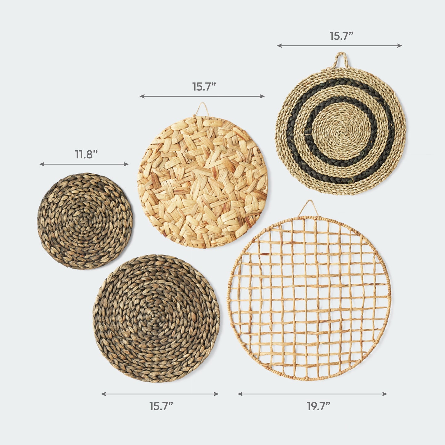 Seagrass and Water Hyacinth Wall Basket Decor Set