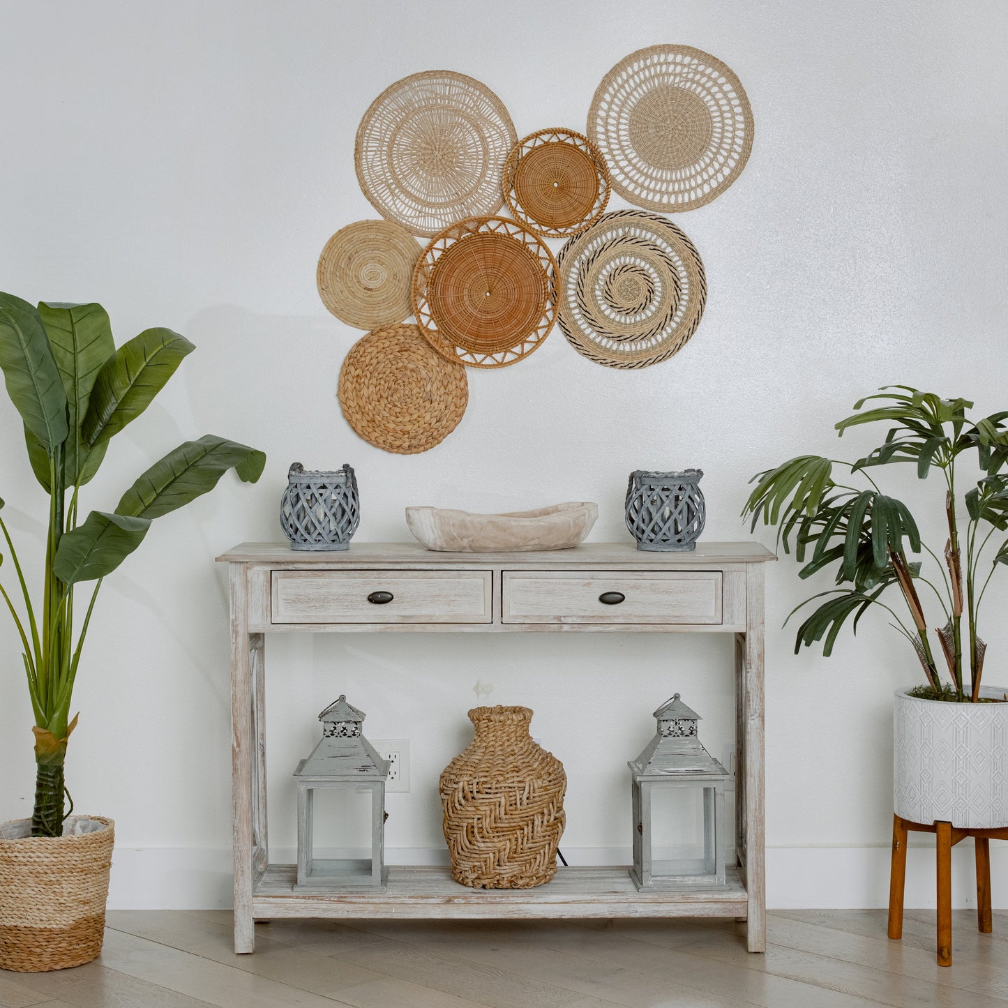 Varied-Textured Spiral Wall Basket Decor Set