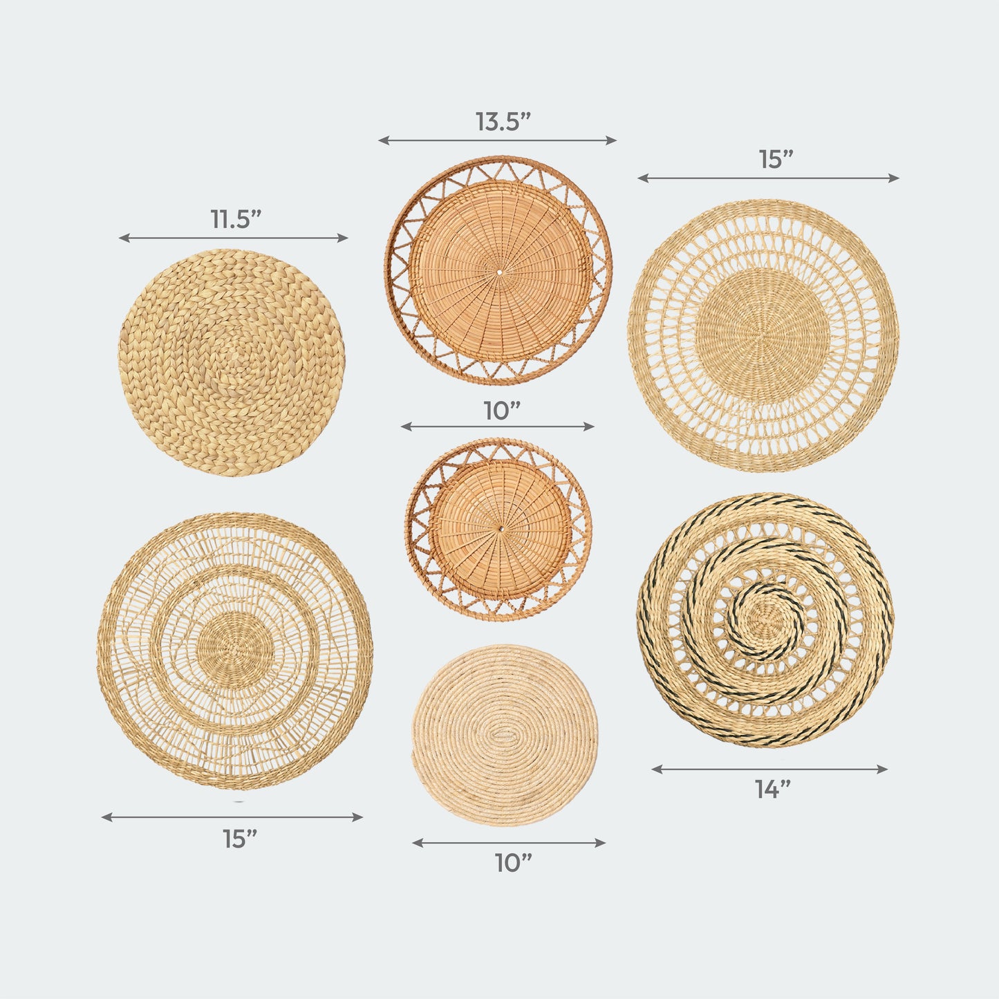 Varied-Textured Spiral Wall Basket Decor Set