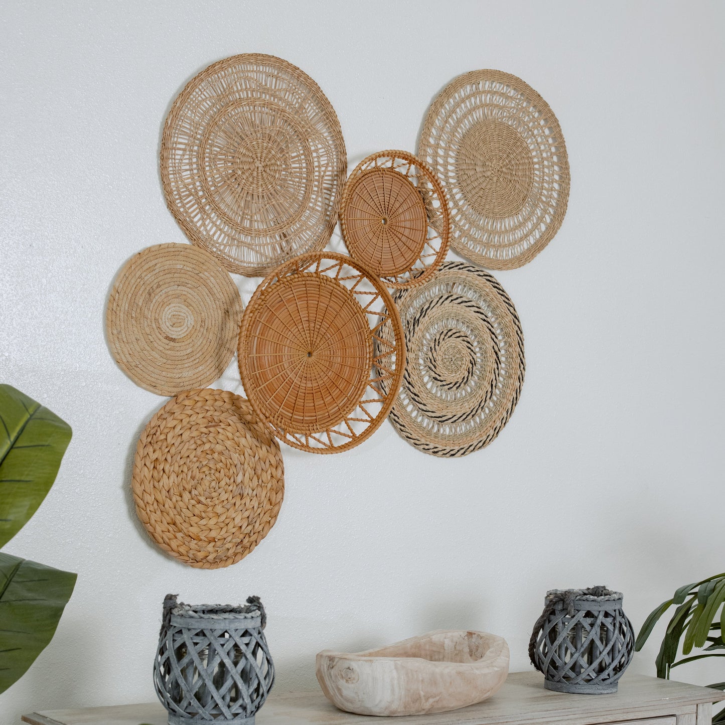 Varied-Textured Spiral Wall Basket Decor Set