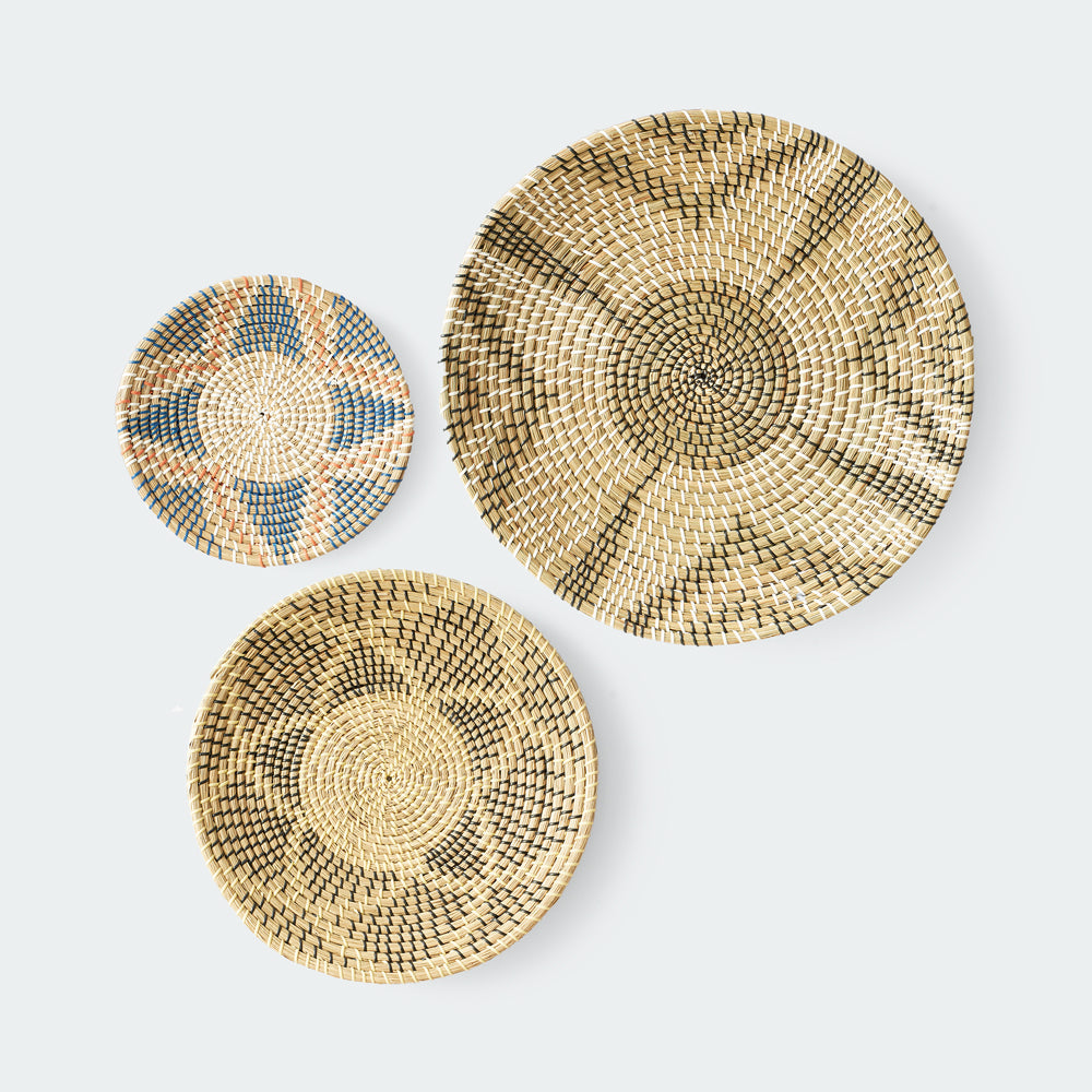 Minimalist Natural Woven Seagrass Wall Basket Decor, Extra Large Set