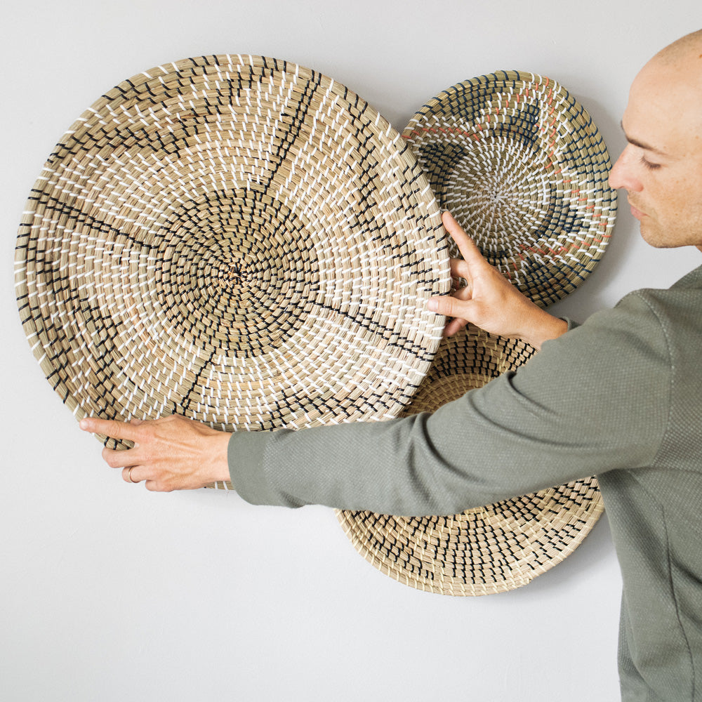 Minimalist Natural Woven Seagrass Wall Basket Decor, Extra Large Set