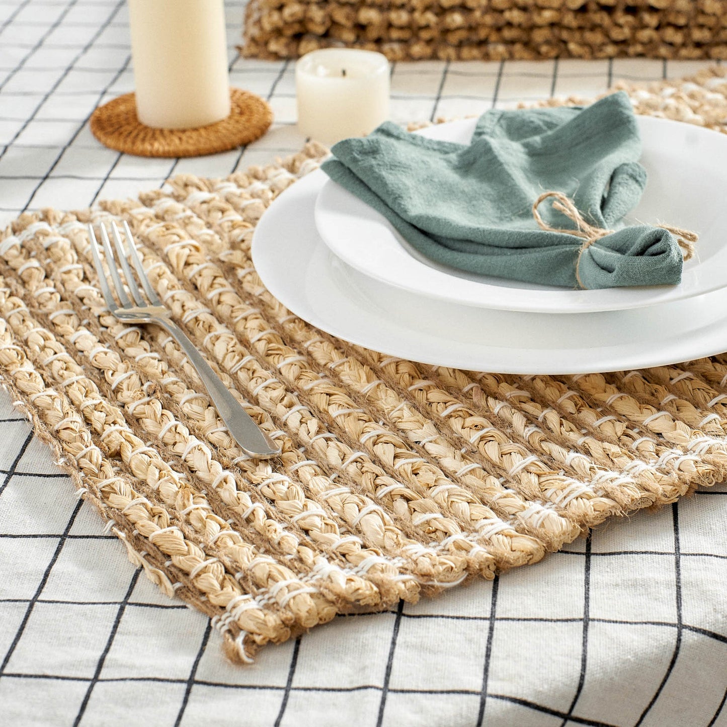 Braided Rectangular Woven Placemat Set Of 6