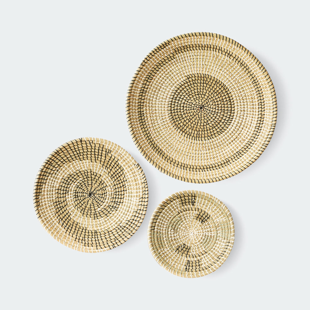 Minimalist Natural Woven Seagrass Wall Basket Decor, Extra Large Set