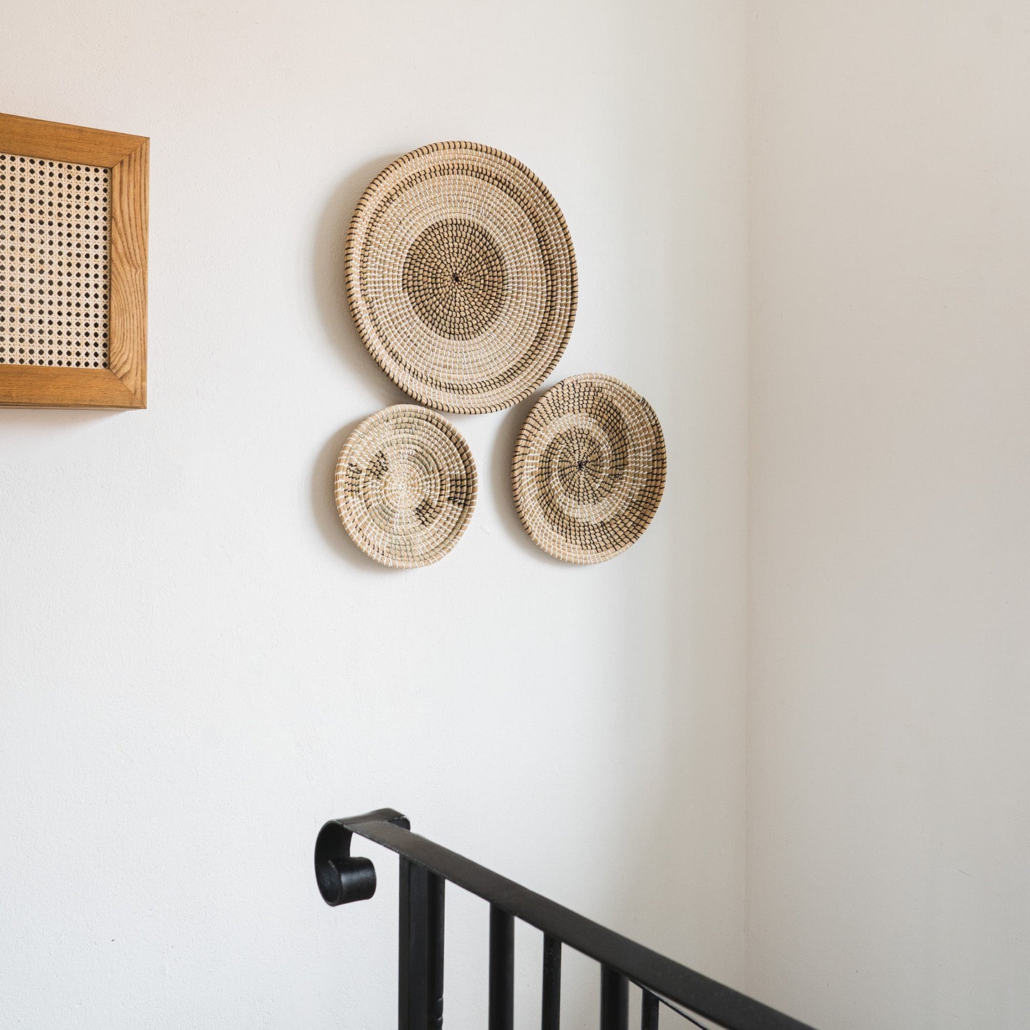Minimalist Natural Woven Seagrass Wall Basket Decor, Extra Large Set