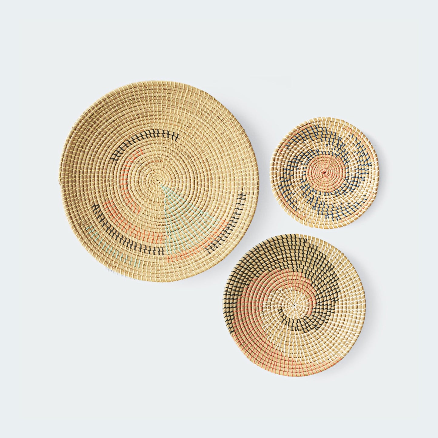 Minimalist Natural Woven Seagrass Wall Basket Decor, Extra Large Set