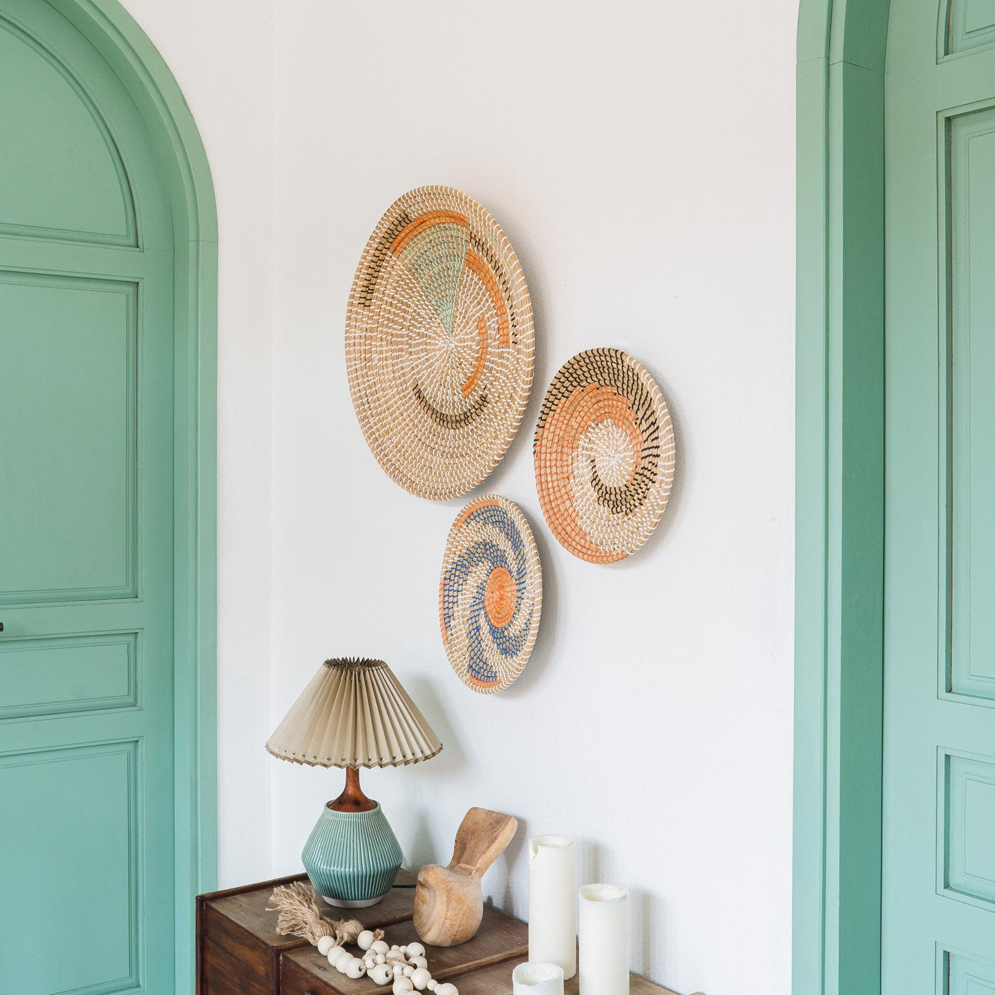 Minimalist Natural Woven Seagrass Wall Basket Decor, Extra Large Set