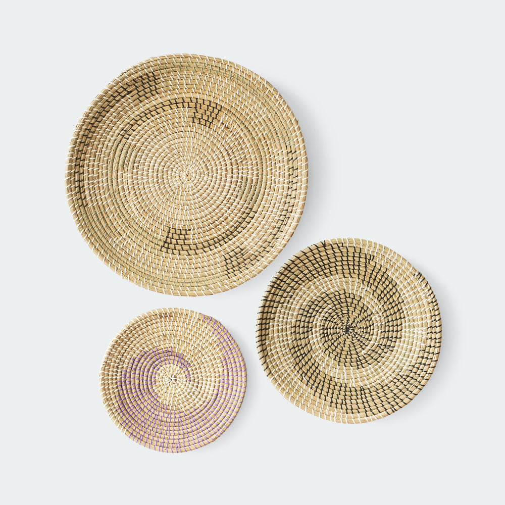 Minimalist Natural Woven Seagrass Wall Basket Decor, Extra Large Set