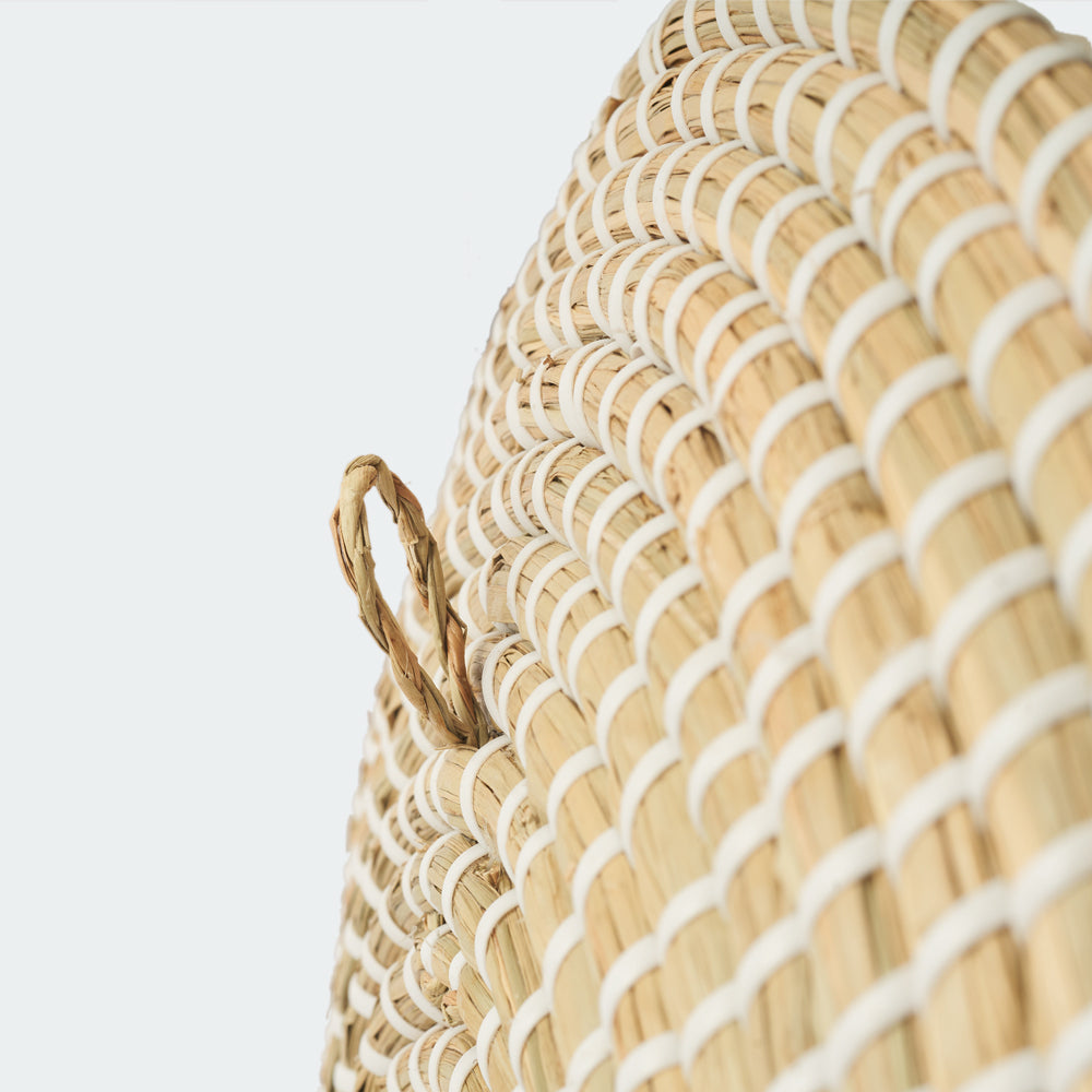 Minimalist Natural Woven Seagrass Wall Basket Decor, Extra Large Set