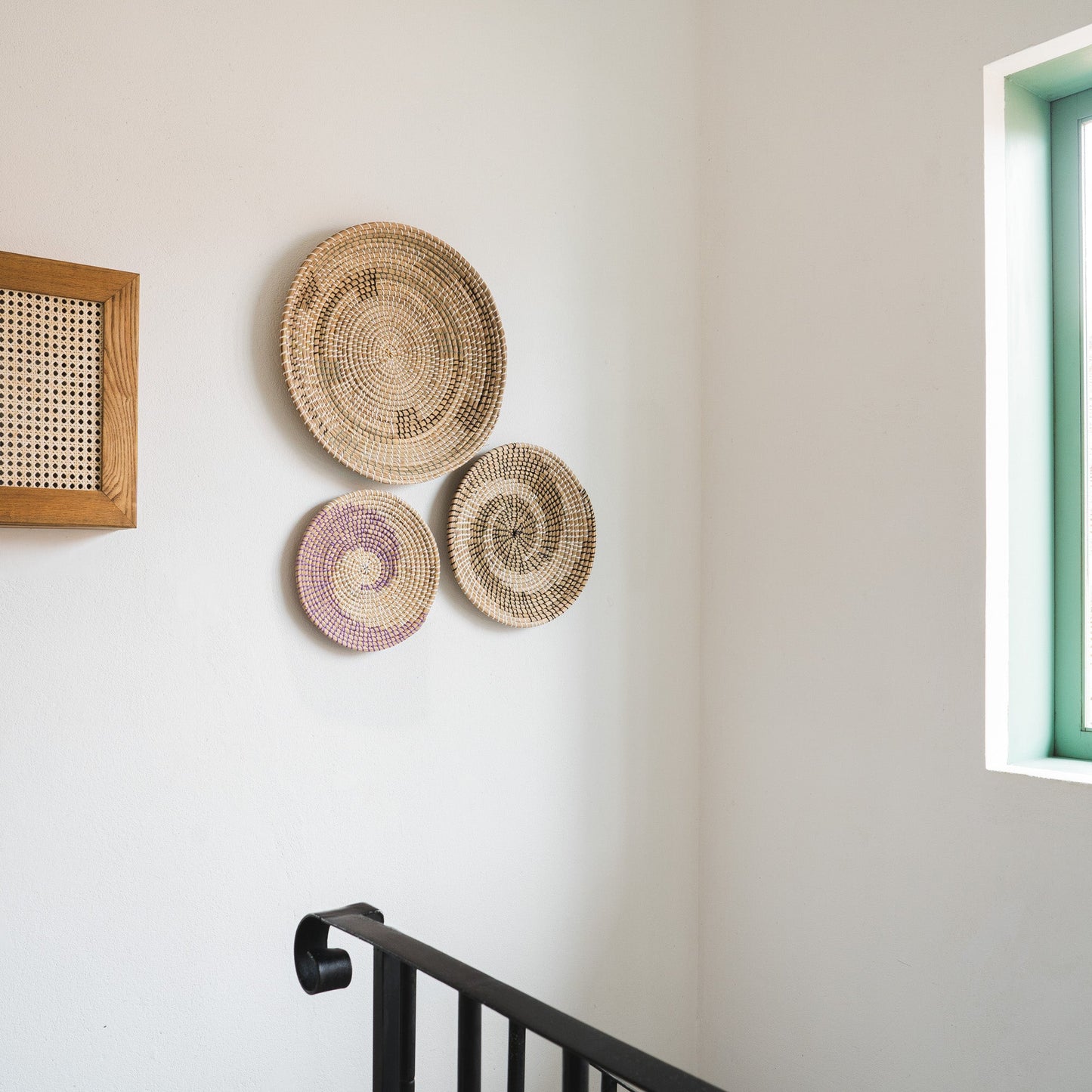 Minimalist Natural Woven Seagrass Wall Basket Decor, Extra Large Set