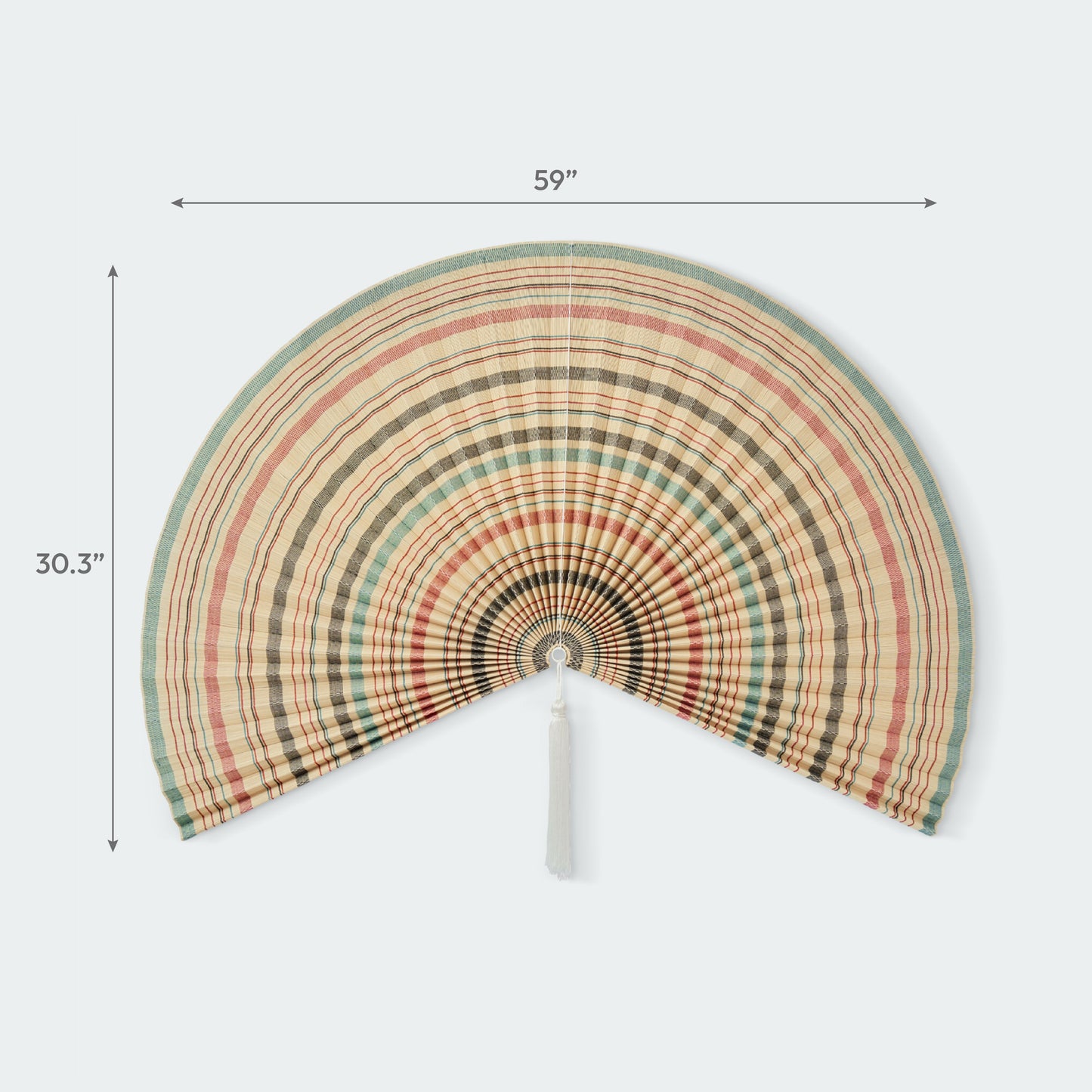 Vintage Stripe Bamboo Folding Fan Wall Decor