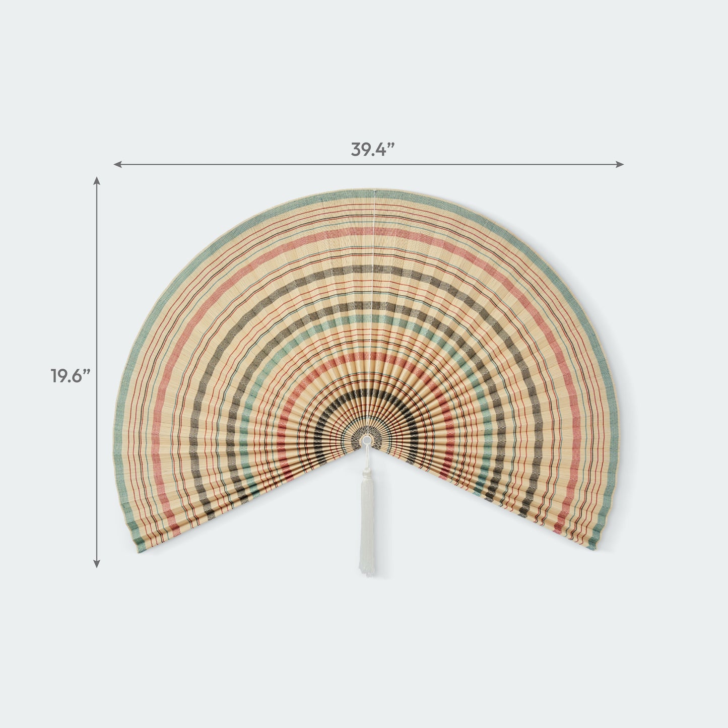 Vintage Stripe Bamboo Folding Fan Wall Decor