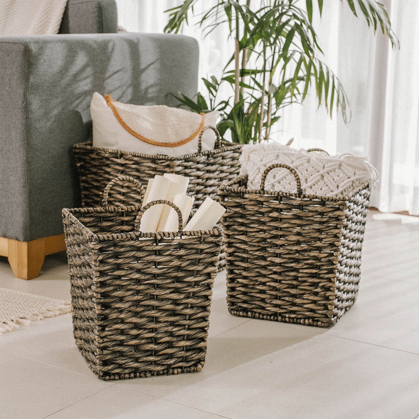 Dark Hyacinth Blanket Basket Set - 3 Large Sizes