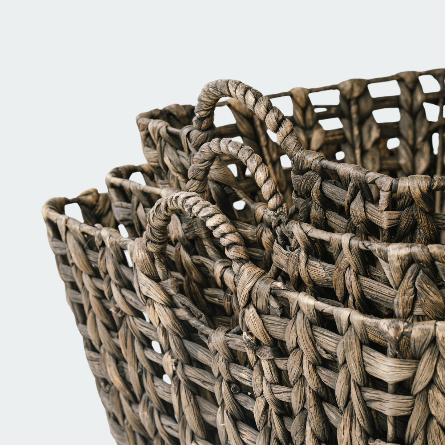 Boho-Chic Set of 3 Dark Hyacinth Open Weave Storage Baskets