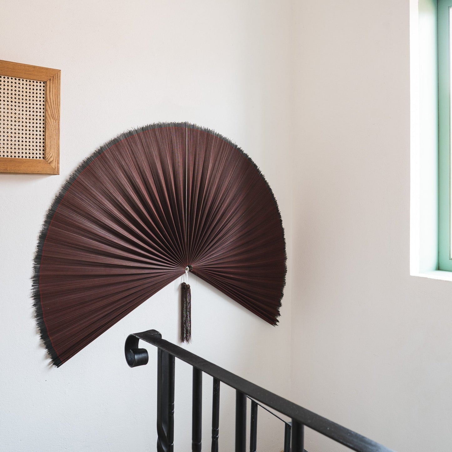 Solid Red Plum - Bamboo Folding Fan Wall Decor