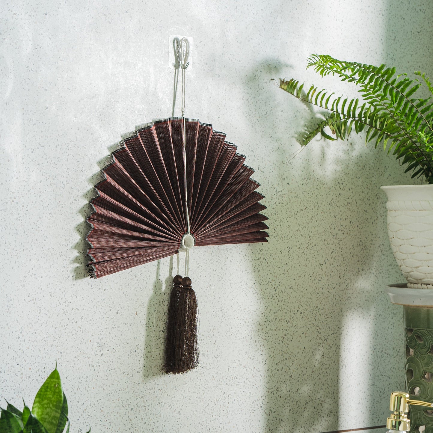Solid Red Plum - Bamboo Folding Fan Wall Decor