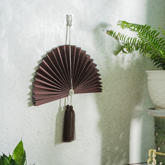 Solid Red Plum - Bamboo Folding Fan Wall Decor