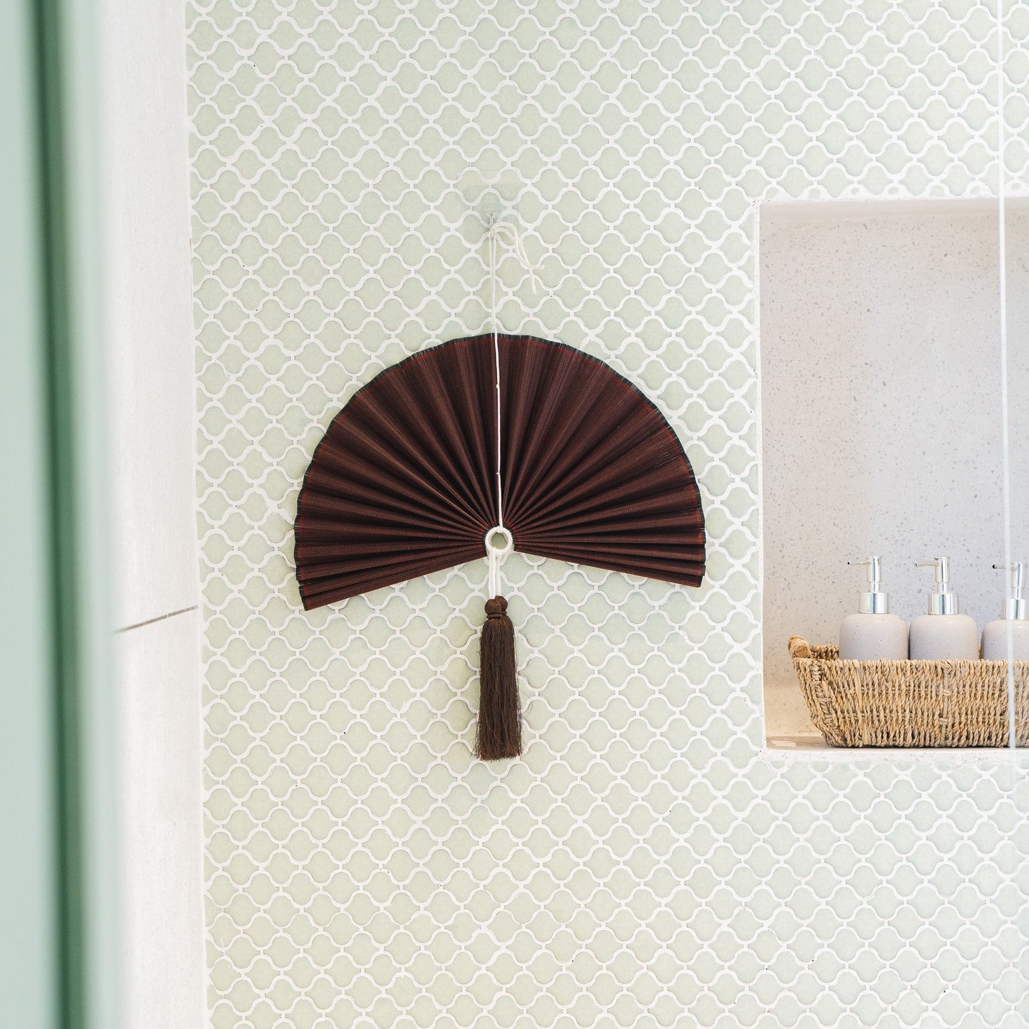 Solid Red Plum - Bamboo Folding Fan Wall Decor