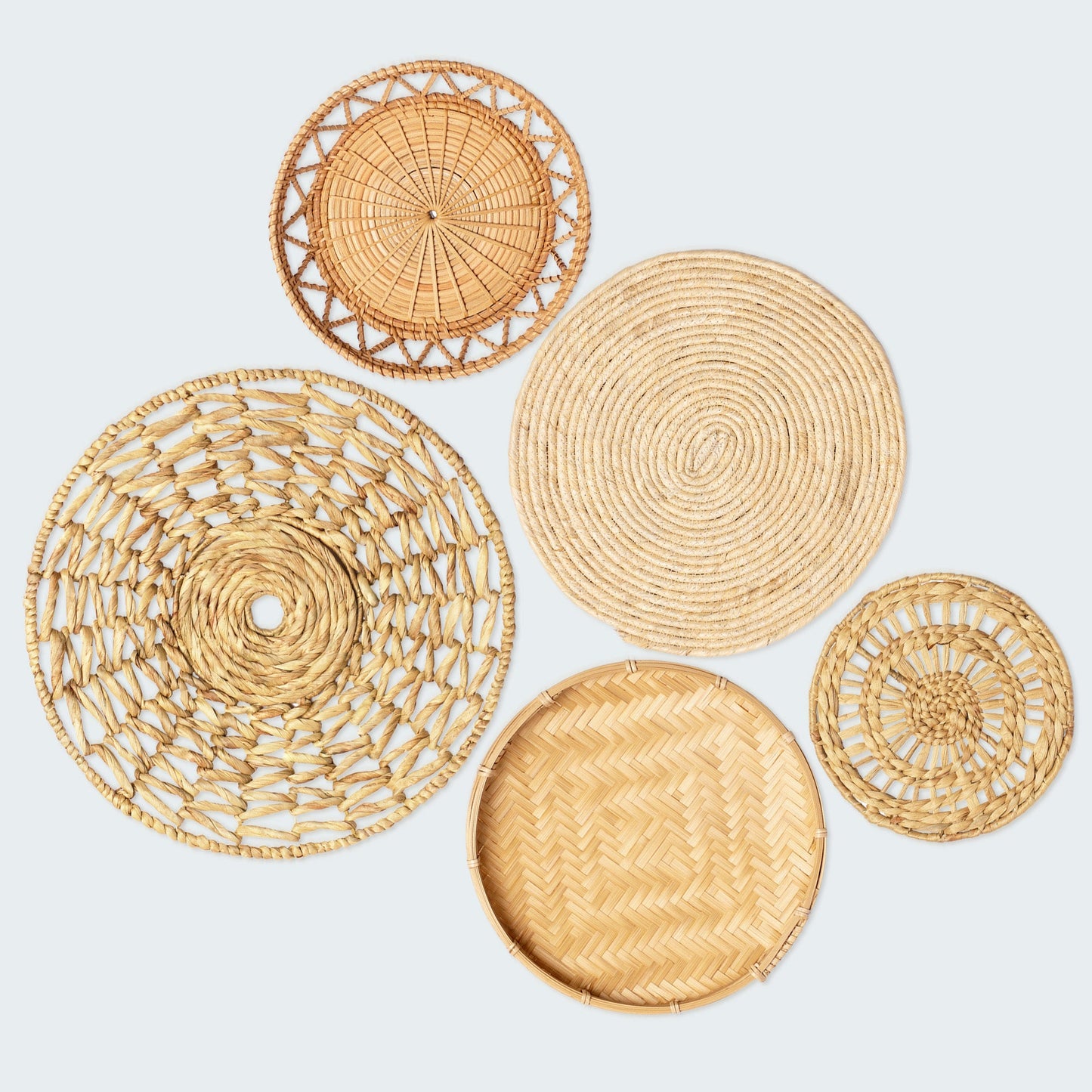 Diverse Textures Woven Wall Basket Decor Set Of 5