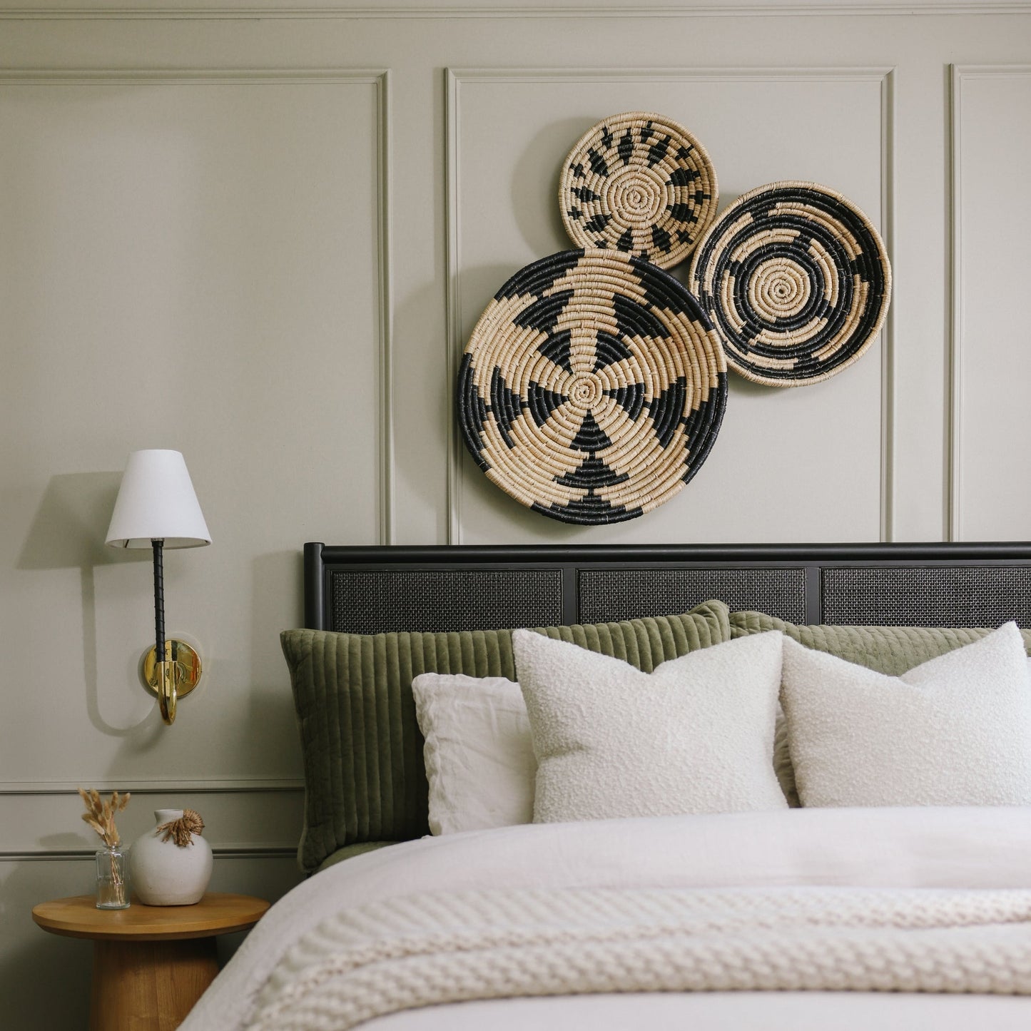 Geometric Seagrass Wall Basket Decor Set of 3