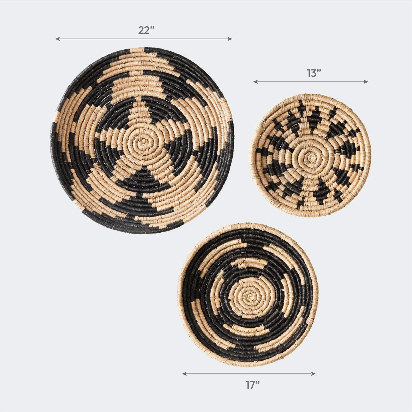 Geometric Seagrass Wall Basket Decor Set of 3