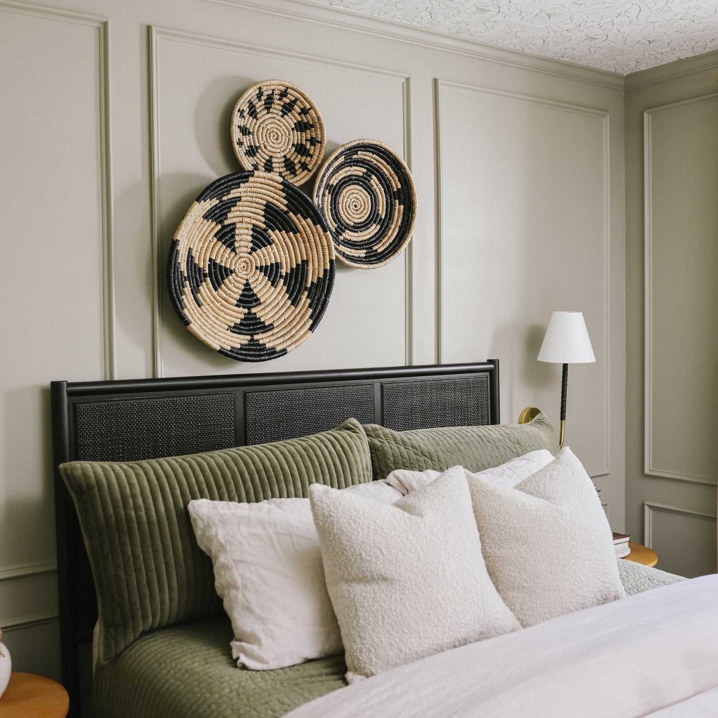 Geometric Seagrass Wall Basket Decor Set of 3
