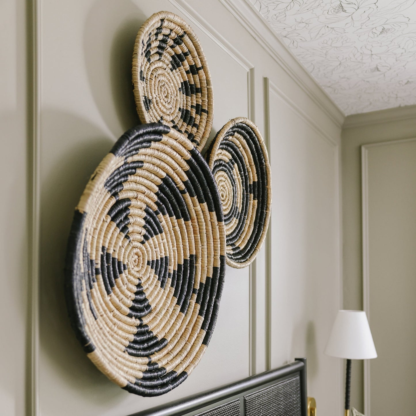 Geometric Seagrass Wall Basket Decor Set of 3