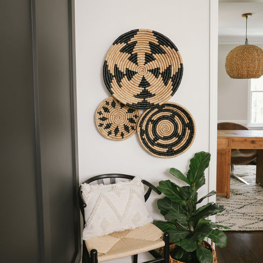 Geometric Seagrass Wall Basket Decor Set of 3