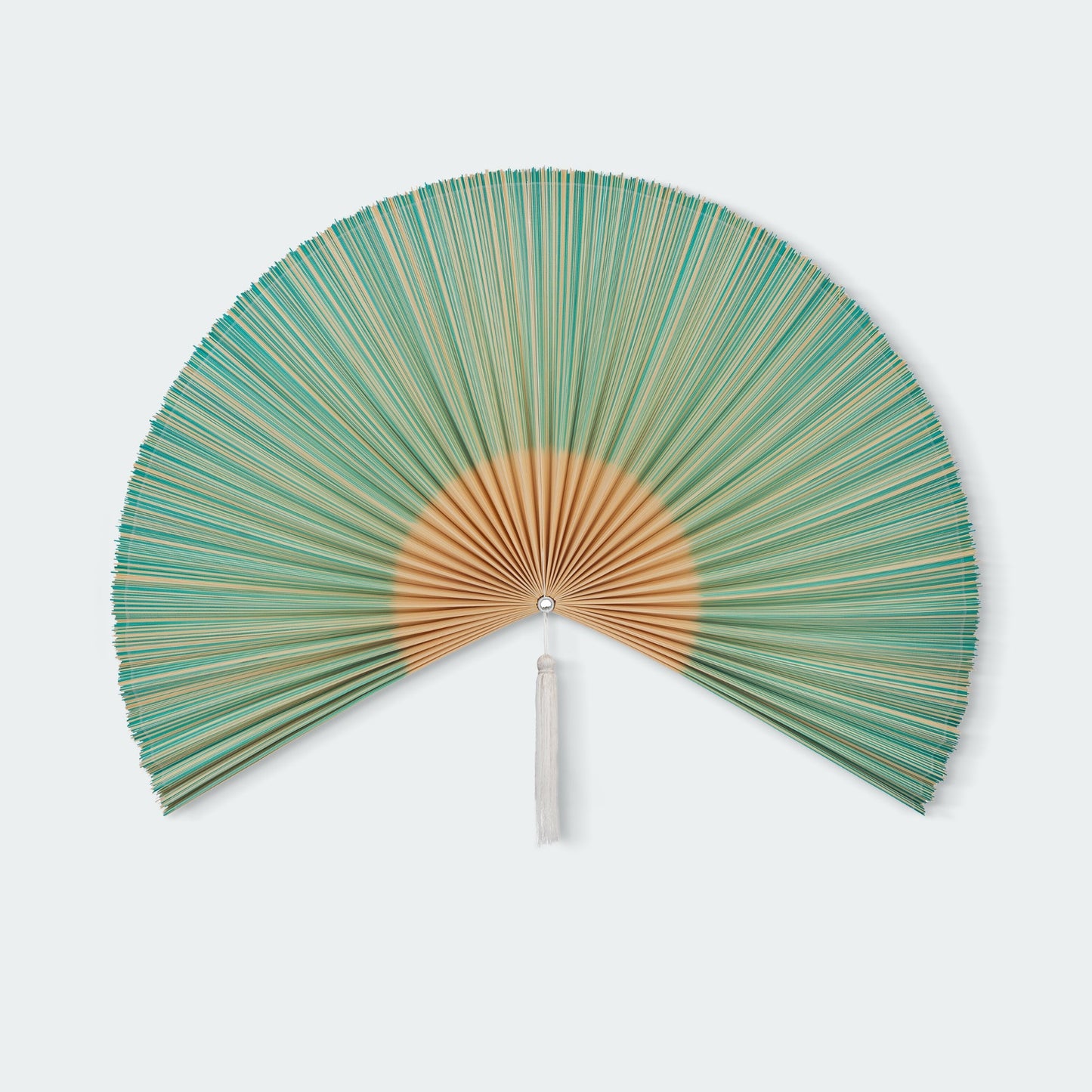 Green and Brown Bamboo Folding Fan Wall Decor