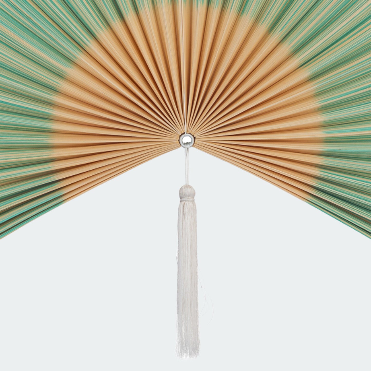 Green and Brown Bamboo Folding Fan Wall Decor