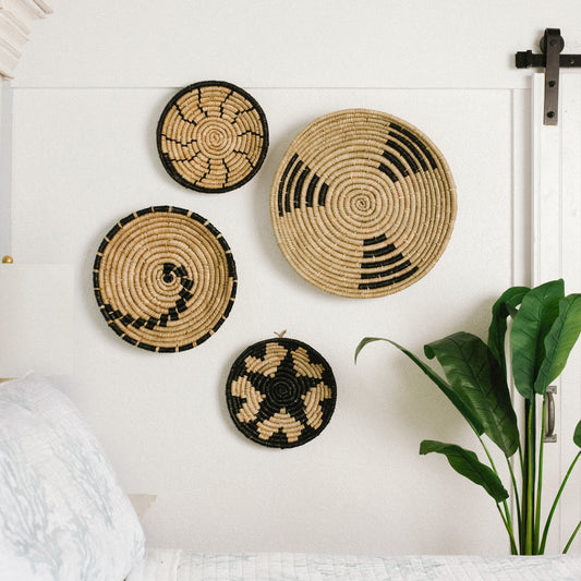Intricate Natural Wall Basket Decor Set of 4