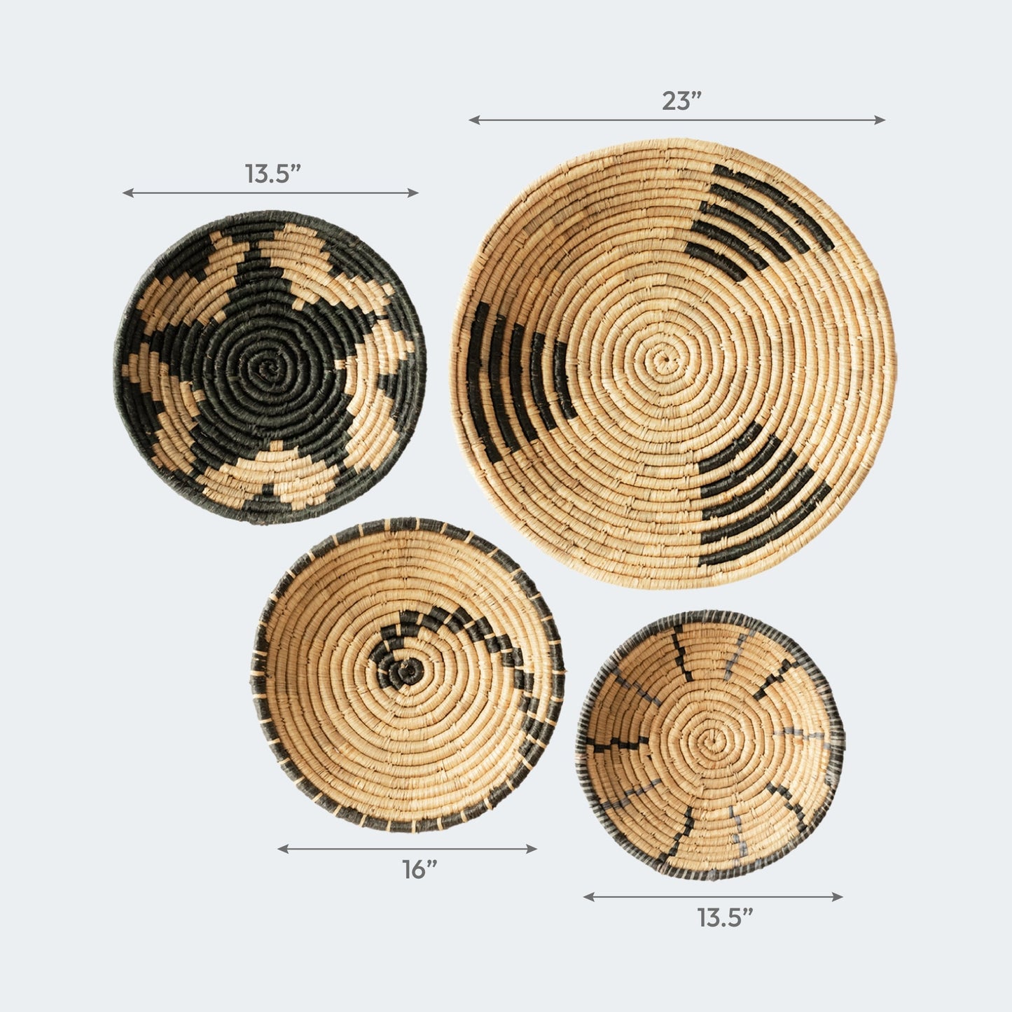 Intricate Natural Wall Basket Decor Set of 4