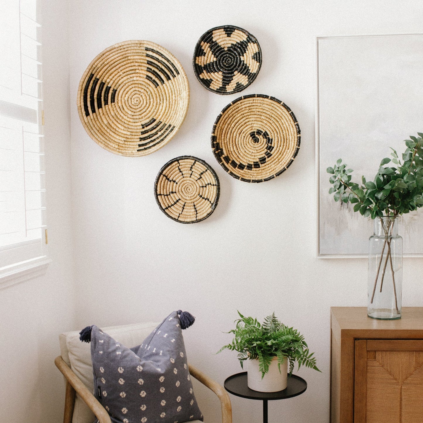 Intricate Natural Wall Basket Decor Set of 4